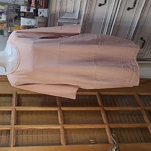 Like New Peach Color Midi Dress / Pockets Three Quarter Sleeve Size  L By Amici